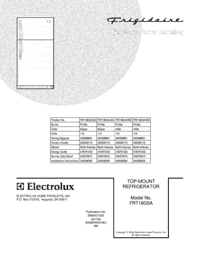 Diagram for FRT18G5AWE