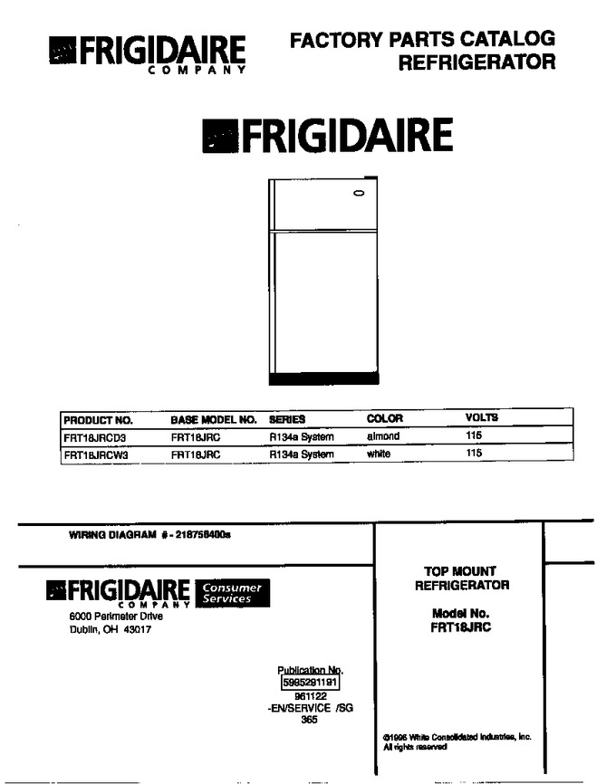 Diagram for FRT18JRCW3