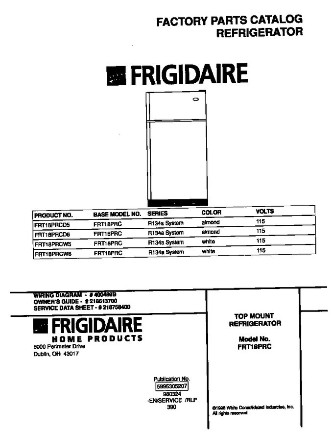Diagram for FRT18PRCW5