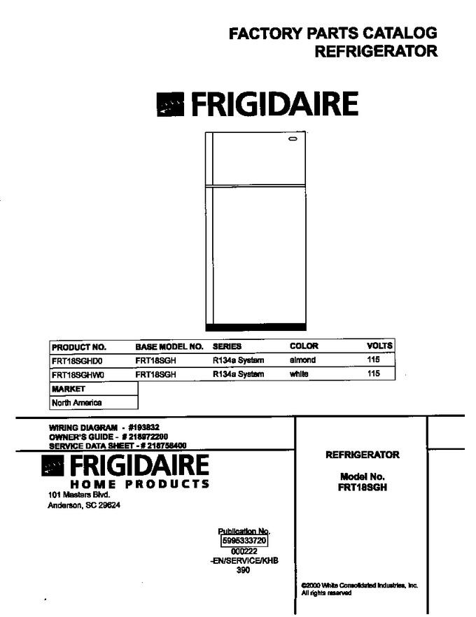 Diagram for FRT18SGHD0