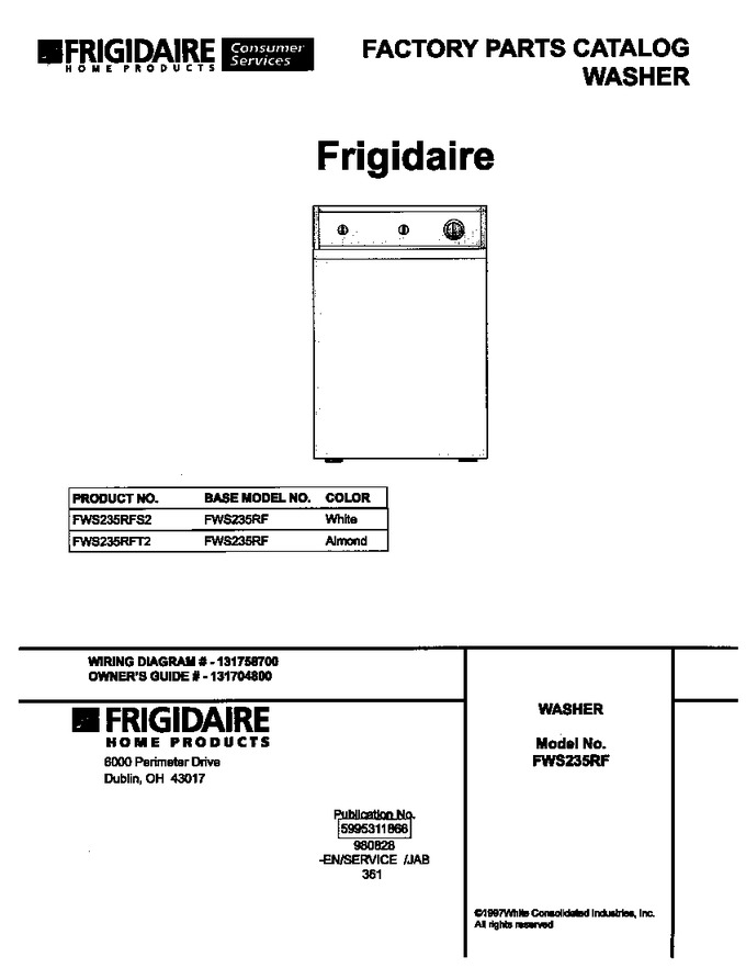 Diagram for FWS235RFT2