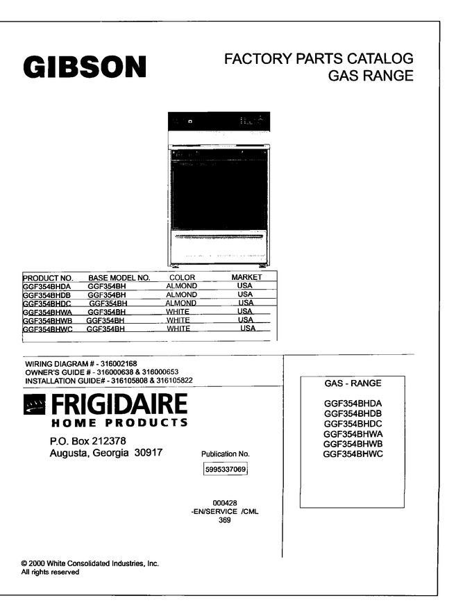 Diagram for GGF354BHDA