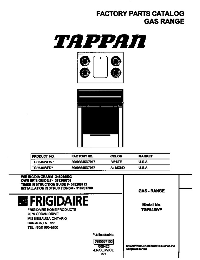 Diagram for TGF645WFD7
