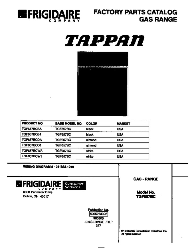 Diagram for TGF657BCW1