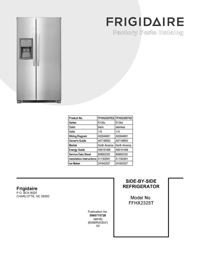 Diagram for FFHX2325TE2