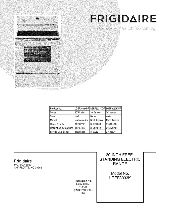 Diagram for LGEF3033KWF