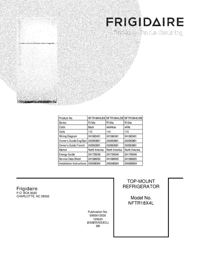 Diagram for NFTR18X4LW8
