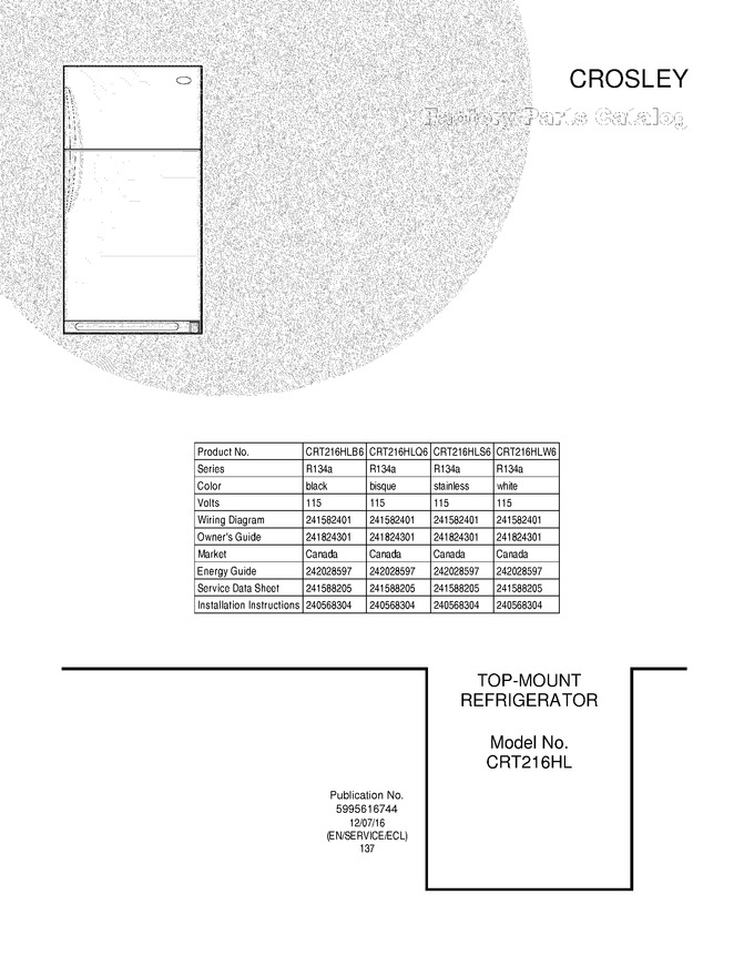 Diagram for CRT216HLS6