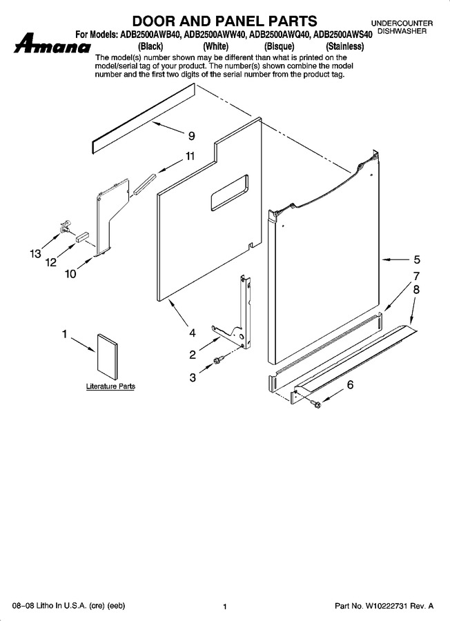 Diagram for ADB2500AWW40