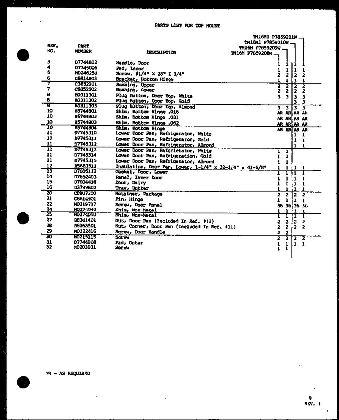 Diagram for TM16M1 (BOM: P7859211W)
