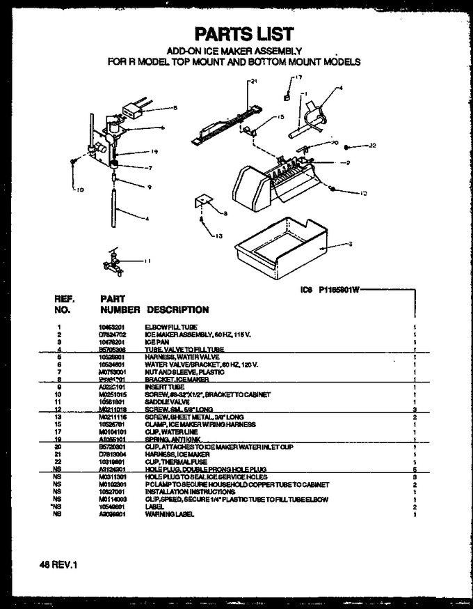 Diagram for TS18R2W (BOM: P1158411W W)