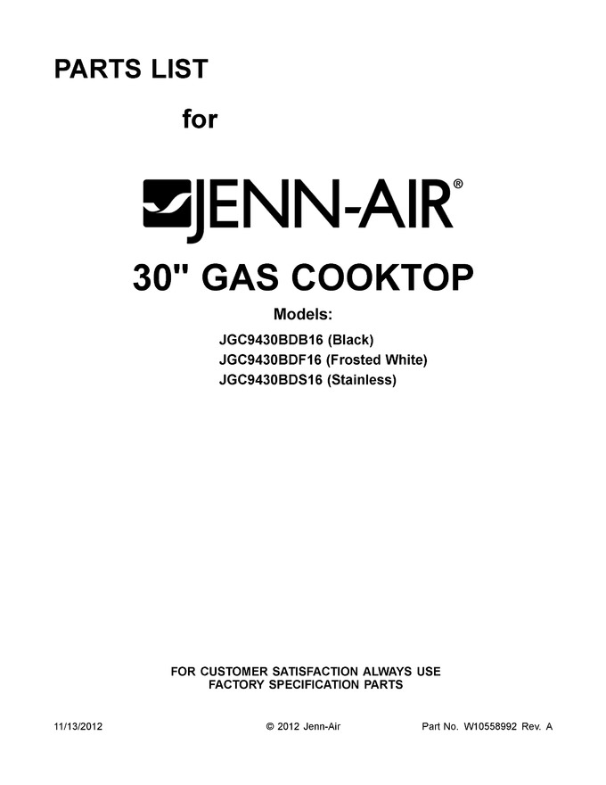 Diagram for JGC9430BDB16