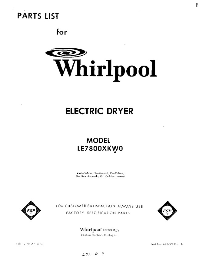 Diagram for LE7800XKW0