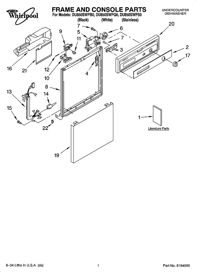 Diagram for DU850SWPQ0