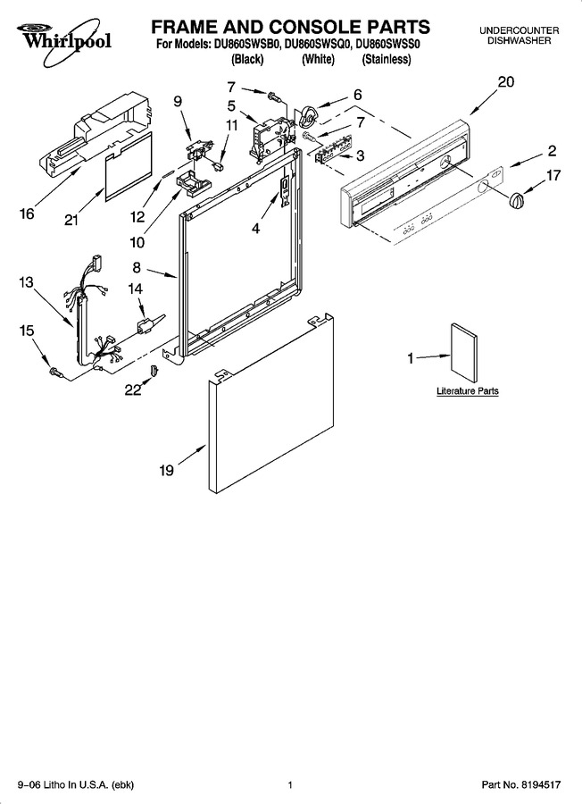 Diagram for DU860SWSS0