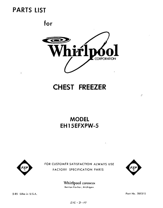 Diagram for EH15EFXPW5