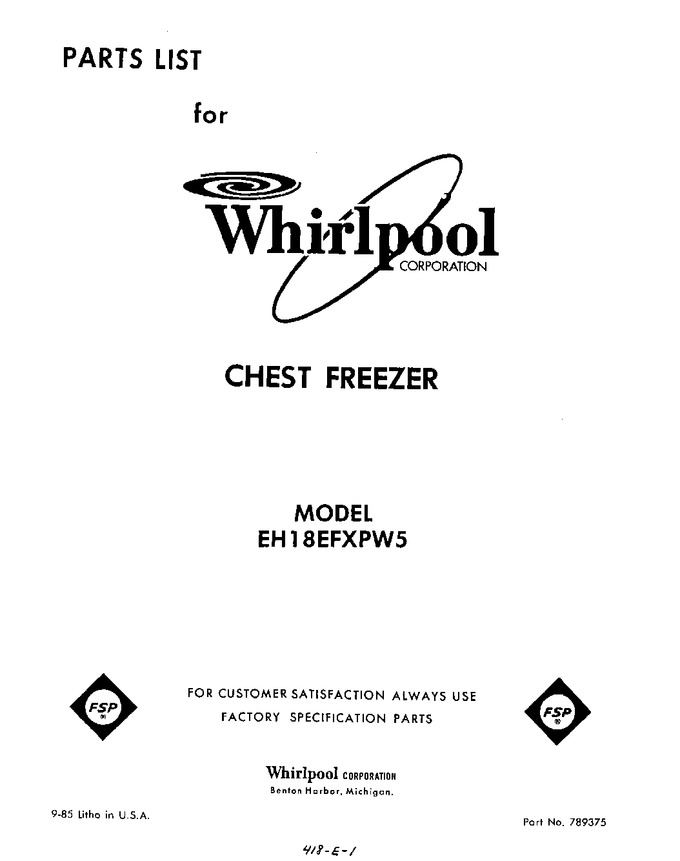 Diagram for EH18EFXPW5