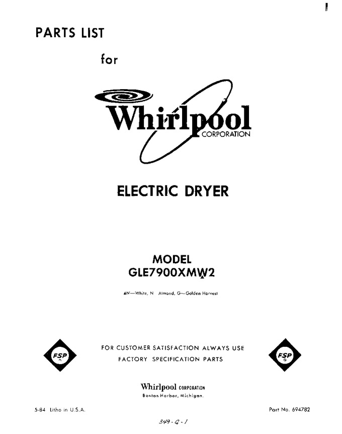 Diagram for GLE7900XMW2