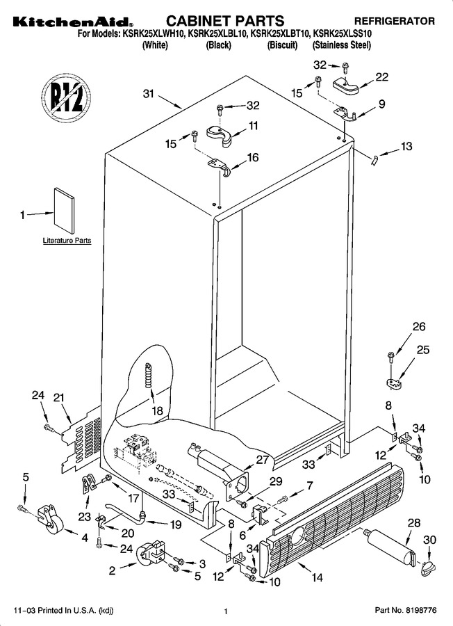 Diagram for KSRK25XLWH10