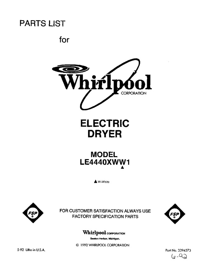 Diagram for LE4440XWW1