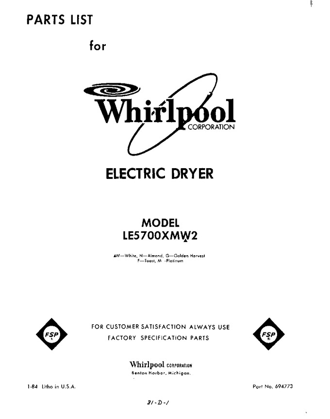 Diagram for LE5700XMW2