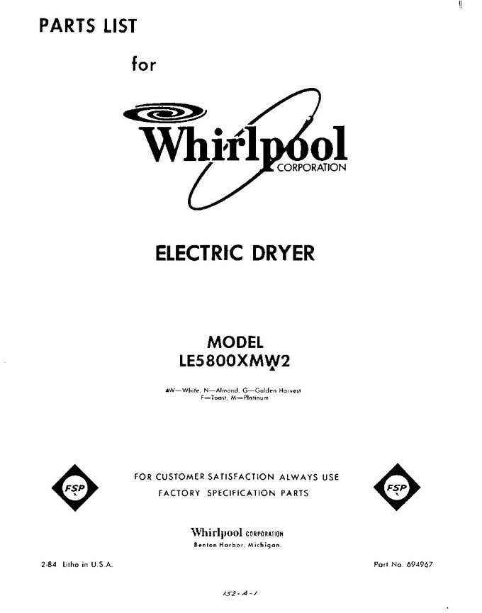 Diagram for LE5800XMW2