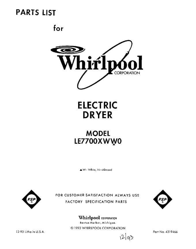 Diagram for LE7700XWN0
