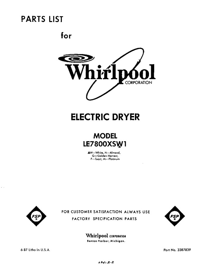 Diagram for LE7800XSW1