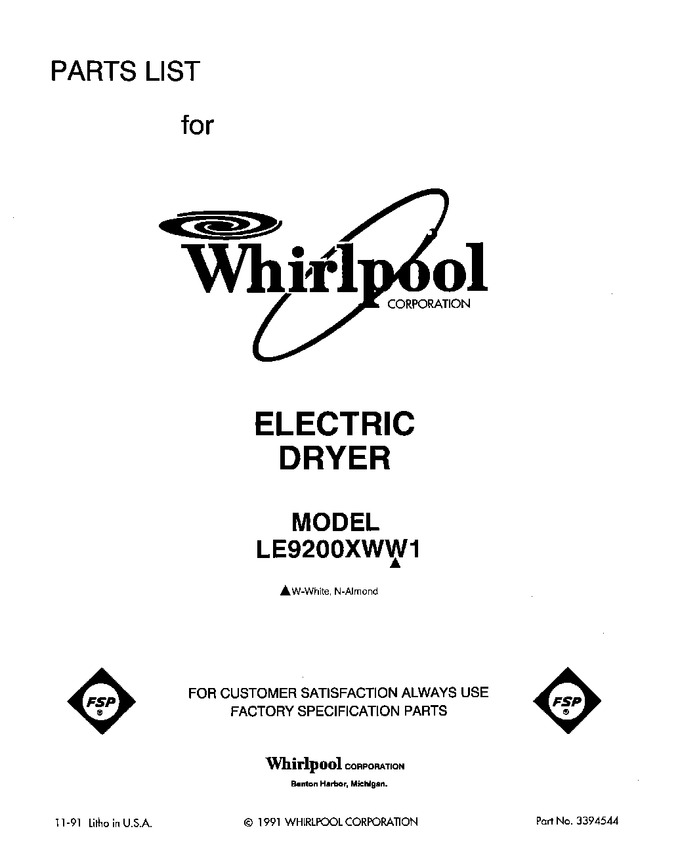 Diagram for LE9200XWN1