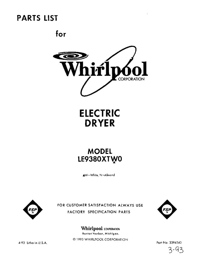 Diagram for LE9380XTW0