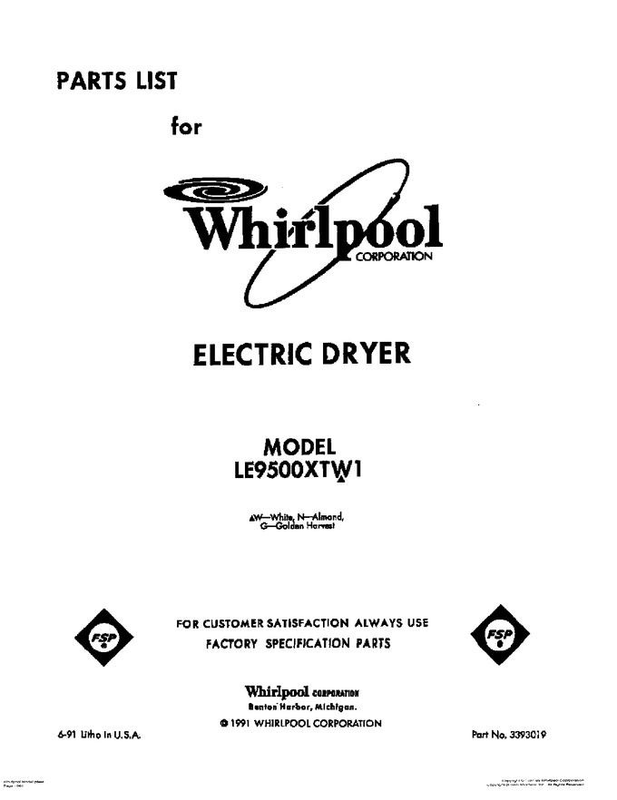 Diagram for LE9500XTG1
