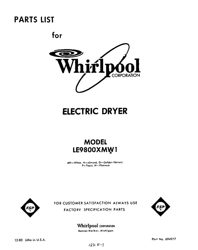 Diagram for LE9800XMW1