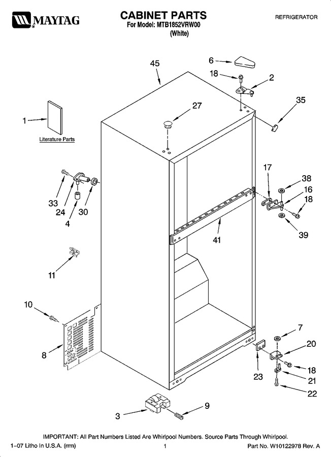 Diagram for MTB1852VRW00