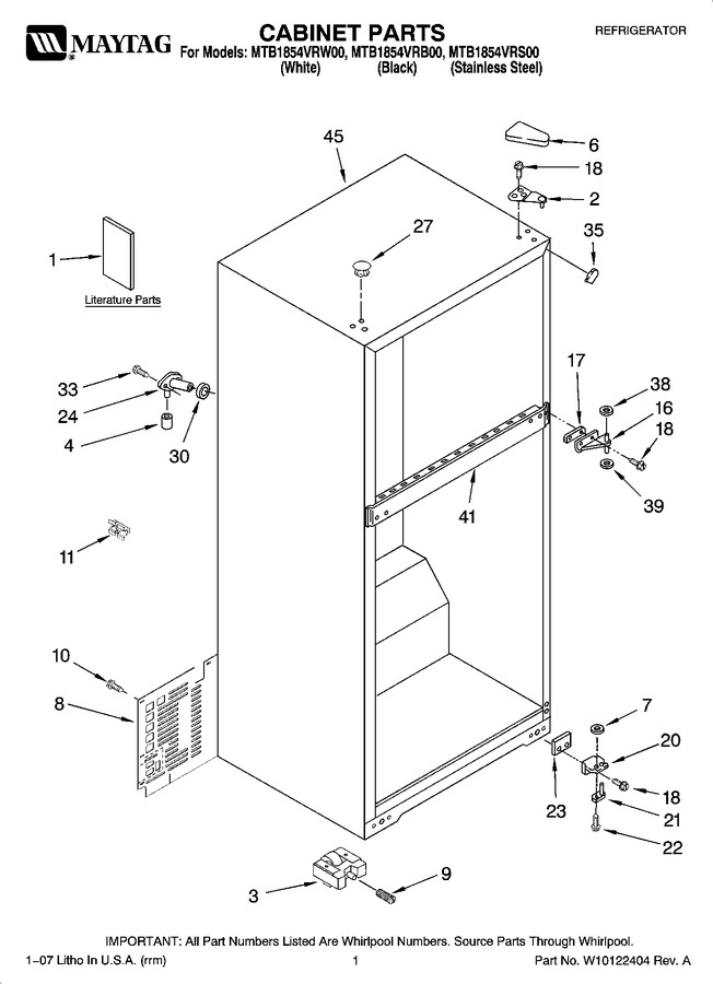 Diagram for MTB1854VRW00