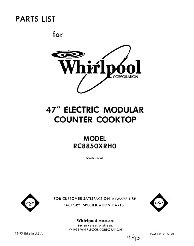 Diagram for RC8850XRH0