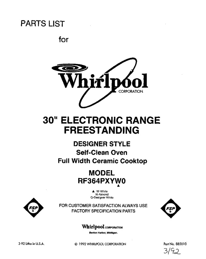 Diagram for RF364PXYW0