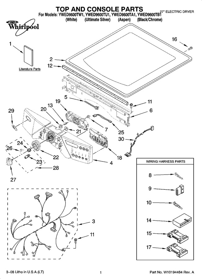 Diagram for YWED9600TW1