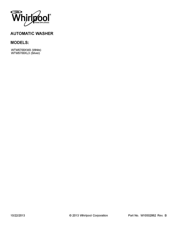 Diagram for WTW5700XW3