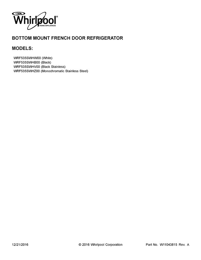 Diagram for WRF535SWHV00