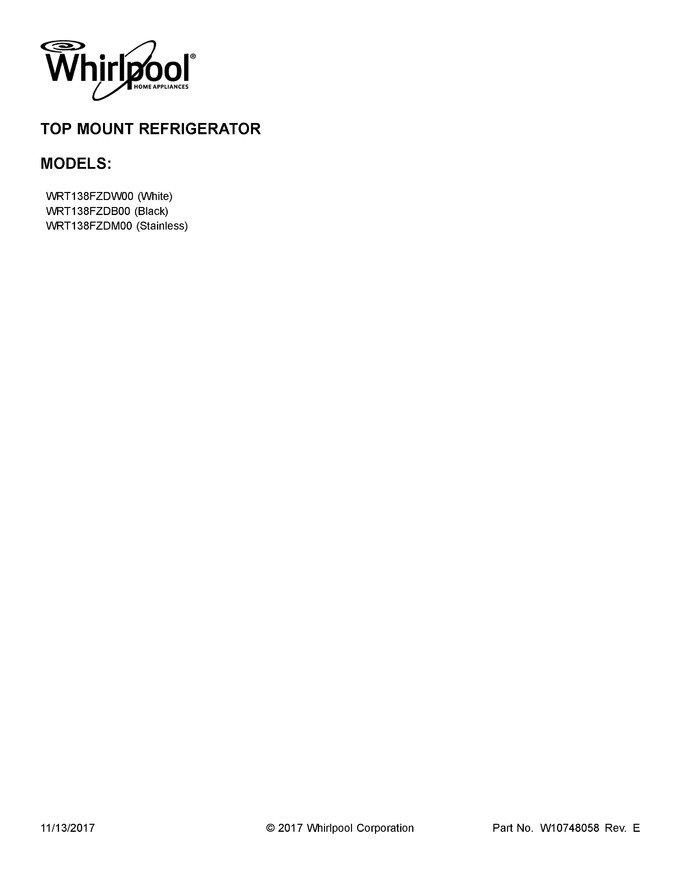 Diagram for WRT138FZDW00