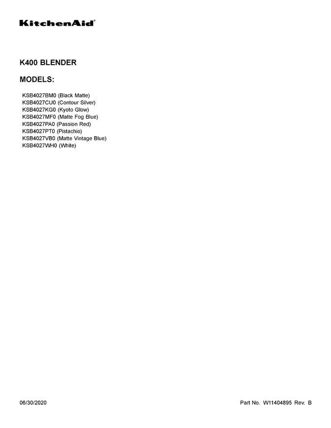 Diagram for KSB4027VB0
