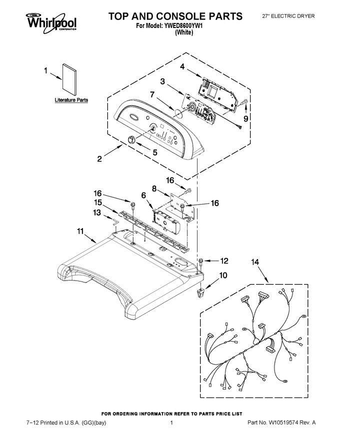 Diagram for YWED8600YW1